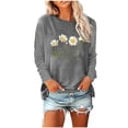 thumbnail image 1 of Women Crewneck Daisy Print Long Sleeve Sweatshirt Cotton Graphic Tops Casual Loose Fit Pullover Shirts for Fall Winter, 1 of 1