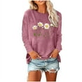 thumbnail image 1 of Women Crewneck Daisy Print Long Sleeve Sweatshirt Cotton Graphic Tops Casual Loose Fit Pullover Shirts for Fall Winter, 1 of 4