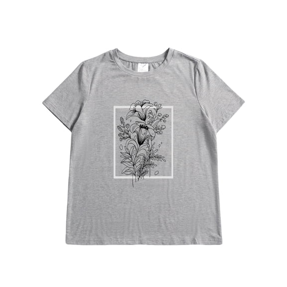 Women Crewneck Graphic Printed Tee Shirts Vintage Short Sleeve Lightweight Soft Casual Shirts Tops