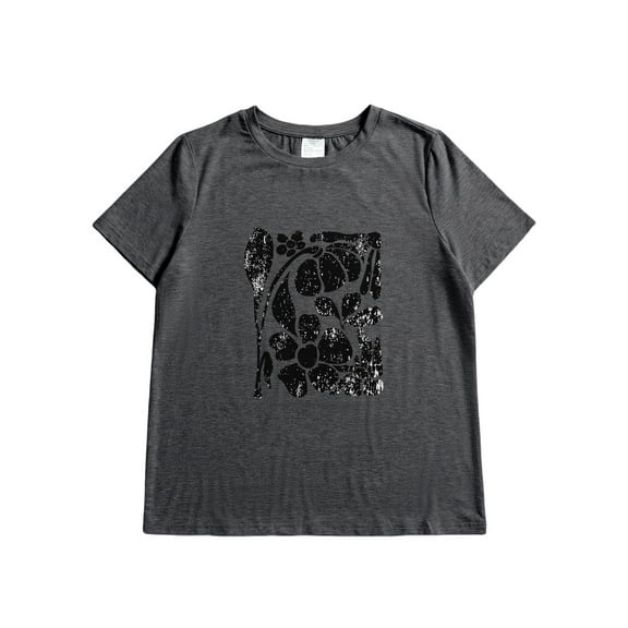 Women Crewneck Graphic Printed Tee Shirts Vintage Short Sleeve Lightweight Soft Casual Shirts Tops