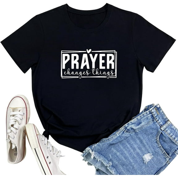 Women Crewneck Prayer Graphic Soft Cute T-Shirts