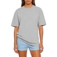 thumbnail image 1 of Women Crewneck Short Sleeve Loose Fit T Shirt Casual Basic Top Soft Cotton Classic Tee for Daily Wear Light Gray L, 1 of 4