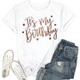 thumbnail image 1 of Women Crewneck Summer Tshirts Short Sleeve It's My Birthday Print Basic Spring Tees 2026 Casual Going Out Tops, 1 of 2