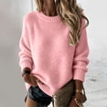 thumbnail image 1 of Women Crewneck Sweater Long Sleeve Oversized Knit Pullover Tops Loose Cozy Fall Winter Tees Blouses, 1 of 6