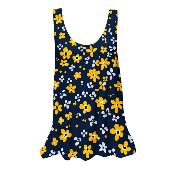 Women Crewneck Tank Tops Dressy Sleeveless Tank Top Floral Print Tank Tops Flowy Loose Fit Tank Tops Ladies Summer Tank Tops