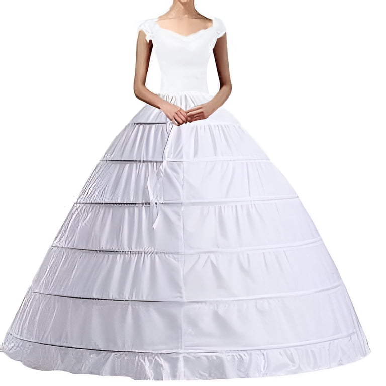6 Hoop Crinoline Petticoat - Adjustable Ball Gown Underskirt For Wedding Dresses