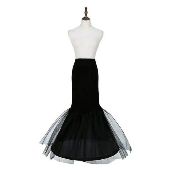 Women Crinoline Petticoat Black Mermaid Hoop Skirt Ball Gown Slip Underskirt