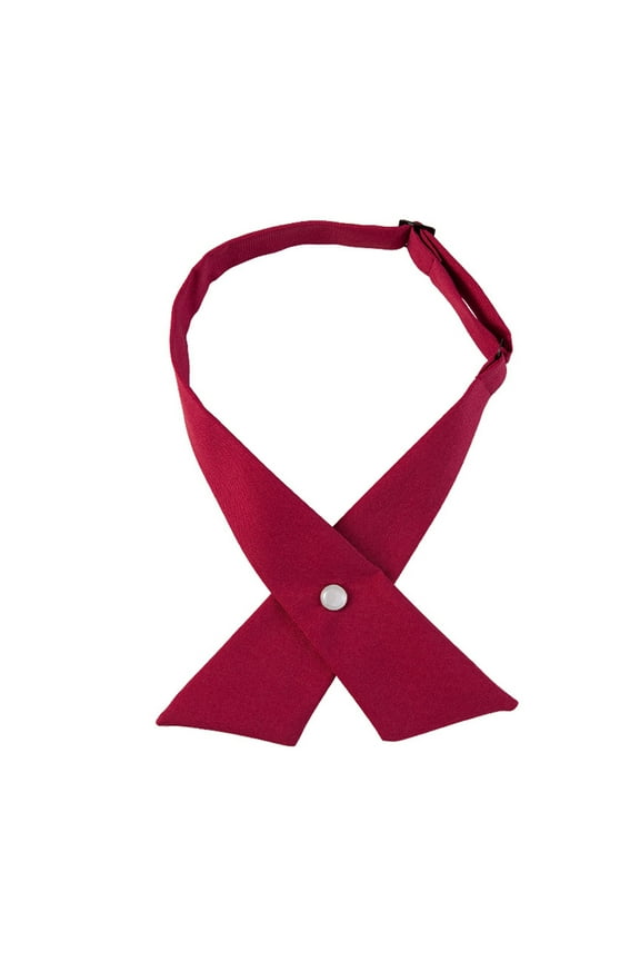 Women Criss-Cross Bow Tie School Girl Uniform Solid Adjustable Pre Tied Necktie