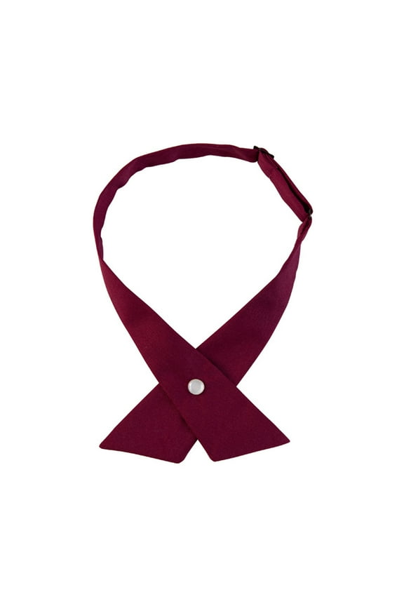 Women Criss-Cross Bow Tie School Girl Uniform Solid Adjustable Pre Tied Necktie