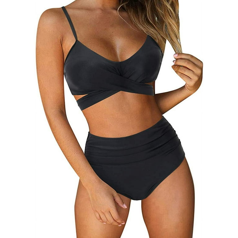High waisted bikini with push up top sale