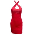 thumbnail image 1 of Women Criss for Cross Halter Sleeveless Sexy Hollow Out Backless Mini Bodycon Dr, 1 of 15