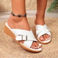 thumbnail image 1 of Women Crisscross Buckle Wedge Slide Sandals Open Toe Slip On Summer Casual Mules White 9, 1 of 9