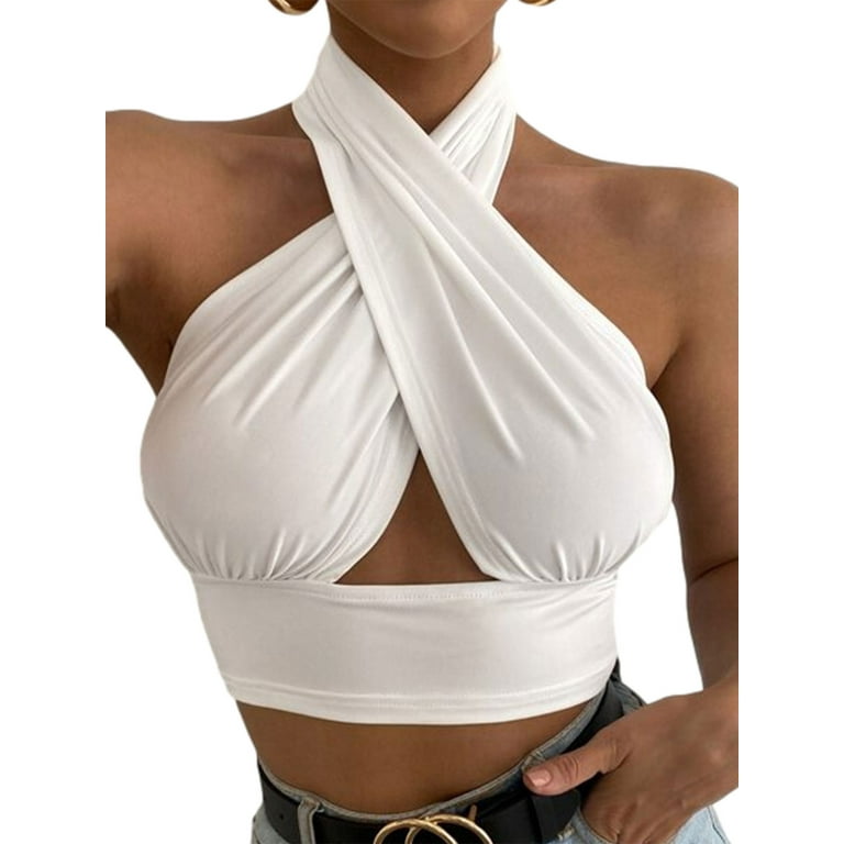 Sexy Solid Backless Halter Tops Sexy Solid Backless Halter Tops