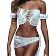 thumbnail image 1 of Women Crochet Beach Cover Up Sarong Wrap with Shells Fishnet Bikini Cover Up Swimwear Scarves, 1 of 5