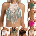 thumbnail image 1 of Women Crochet Bikini Top Triangle Hollow Out Swimsuit Sexy Swimming Bra Swimwear Colorful White M YIWEI, 1 of 11