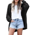 thumbnail image 1 of Women Crochet Cardigan Sweater Kimonos Boho Solid Color Oversized Fall Open Front Outwear Black XL, 1 of 7