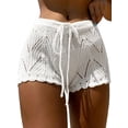 thumbnail image 1 of Women Crochet Cover Up Shorts Hollow Out High Waist Knit White S, 1 of 6