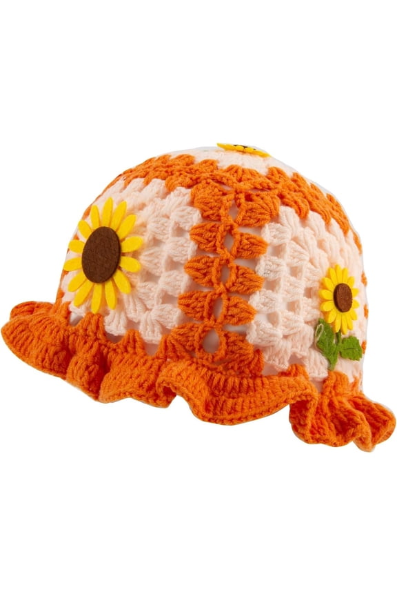 Women Crochet Hat Floral Crochet Bucket Hat Knitted Hats Fish Hat Travel Outdoor  Knit Hats Fishing Hat Beach Hat