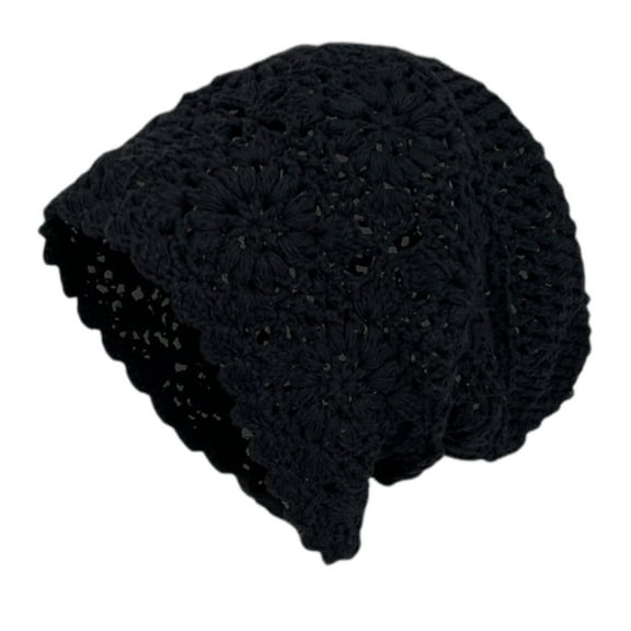 Women Crochet Hat Solid Color Ethnic Style Knitted Hat with Tassel Trim Lace-up Handmade Crochet Hat