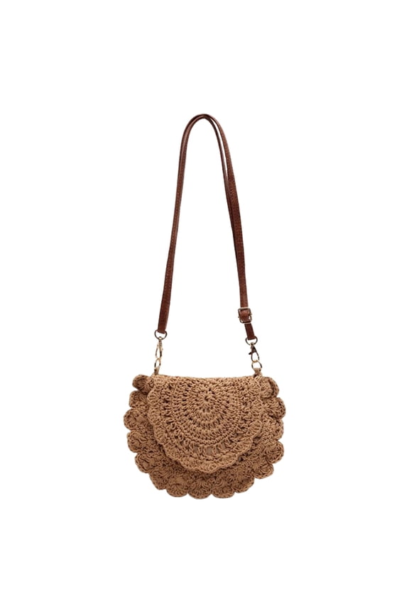 Women Crochet Shoulder Bag Handmade Woven Beach Crossbody Handbag Satchel Purse