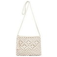 thumbnail image 1 of Women Crochet Shoulder Bag, Knitting Handmade Weaving Handbag, Simple Hollow Beach Bag,White, 1 of 7