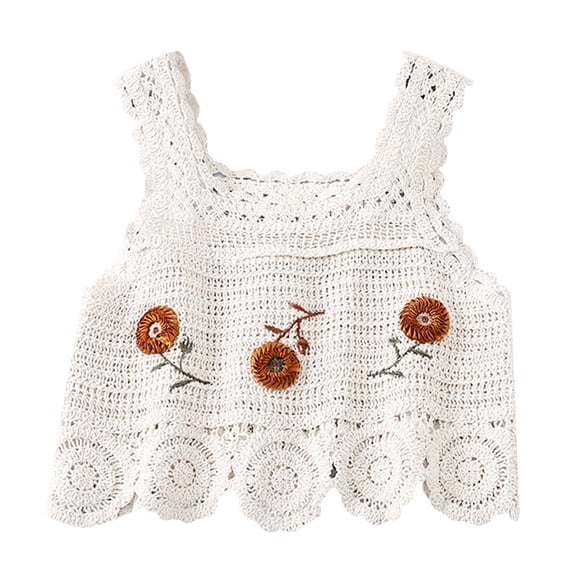 Women Crochet Tops Casual Sleeveless Square Neck Vest Cami Shirt