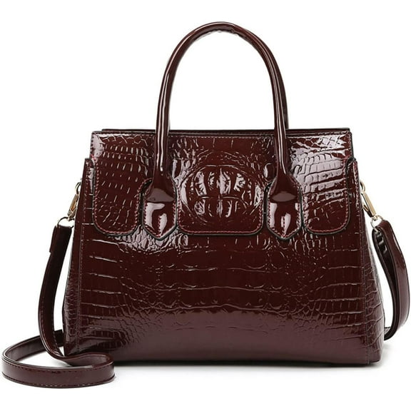 Women Crocodile Pattern Handbag Fashion Shoulder Bag PU Leather Tote Designer Purse Classic Top-Handle Satchel