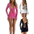 thumbnail image 1 of Women Crop Long Sleeve Tops Floral Lace Basic Shirt Casual Tie Front Cardigan for Club Streetwear Aesthetic Clothes, 1 of 6