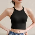 thumbnail image 1 of Women Crop Tank Top Slim Fit Vneck Camisole with Pad Comfy Spaghetti Strap Blouses Fashion Solid Sleeveless Pullover Tshirts Casual Clothing, 1 of 5