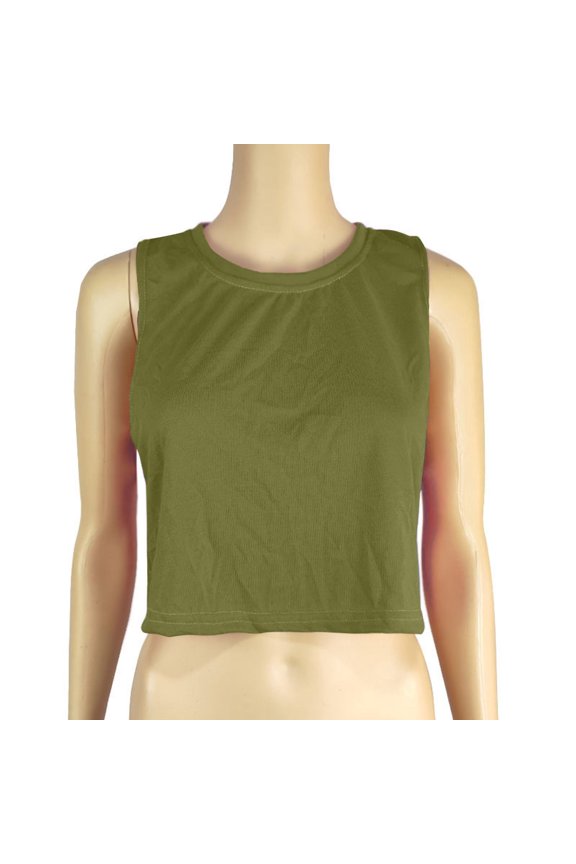 Women Crop Tank Tops Round Neck Camis Trendy Sleeveless Tanks Fashion Solid Vest Summer Camisole