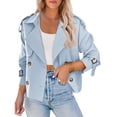 thumbnail image 1 of Women Crop Top Double Breasted Trench Coat with Shoulder Sleeves and Cut Jacket with Pockets, 1 of 5