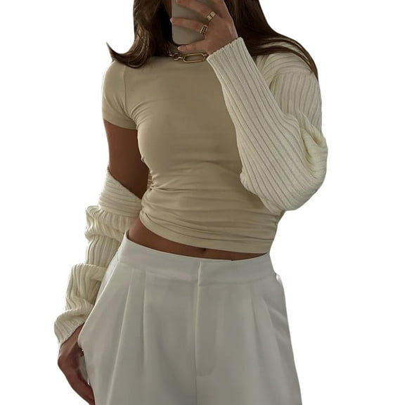 Women Crop Tops Summer Casual Slim Fit Solid Color Short Sleeve Basic T-shirts for Party Streetwear