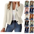 thumbnail image 1 of Women Cropped Blazer Jacket Lapel Long Sleeve One Button Suit Coat, Slim Fit Casual Office Outerwear for Spring Fall, 1 of 4