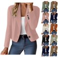 thumbnail image 1 of Women Cropped Blazer Jacket Lapel Long Sleeve One Button Suit Coat, Slim Fit Casual Office Outerwear for Spring Fall, 1 of 4