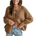 thumbnail image 1 of Women Cropped Cardigan Sweater Cable Knit V-Neck Button Jackets Long Sleeve Open Front Cardigans, 1 of 6
