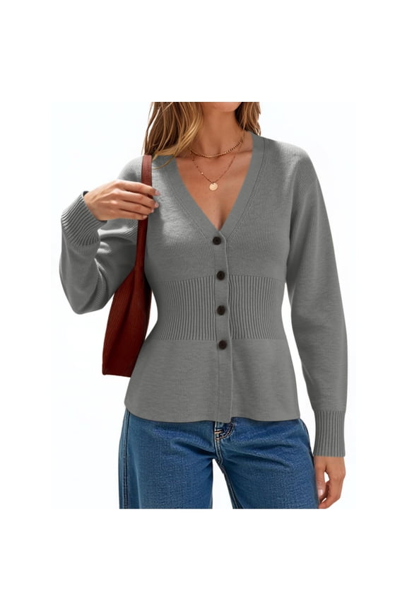 Women Cropped Cardigan Sweaters Bussiness Office Work Suits Jackets Lightweight Long Sleeve Shrug Button Up V Neck Knit Sweater Tops Fall Winter Clothes