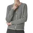thumbnail image 1 of Women Cropped Cardigan Sweaters Crewneck Button Down Cardigan Gray One size, 1 of 9