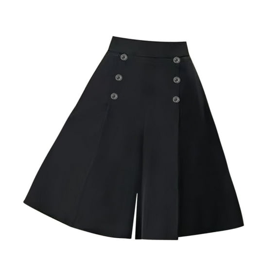 Women Cropped Culottes Loose Five Points Culottes for Travel Shopping Street Black 4XL