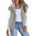 thumbnail image 1 of Women Cropped Hooded Zip Up Quilted Sleeveless Jackets Fall Light-Weight Coat with Pockets Gray M, 1 of 8