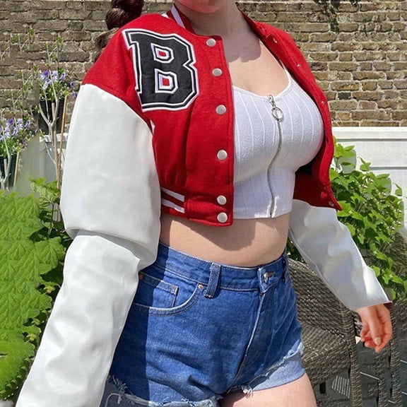 Women Cropped Jacket Fashion Jacket Short Baseball Coat Teen Girls plus Size Long Rain Coats for Women plus Size Long Winter Jackets for Women 3x Warm Lightweight Jacket Women plus plus Size Rain