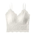 thumbnail image 1 of Women Cropped Lace Camisole - Spaghetti Strap Sleeveless Crop Tank Top Built in Bra White L, 1 of 5