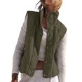 thumbnail image 1 of Women Cropped Lightweight Jacket Sleeveless Button Down Puffer Vest, 1 of 6