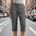 thumbnail image 1 of Women Cropped Pants Elastic Waist Casual Work Trousers with Pockets Stretchy Lightweight Summer Bottoms All Season Comfort Capris, 1 of 7