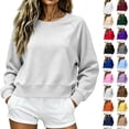 thumbnail image 1 of Women Cropped Sweatshirts Crew Neck Sweatshirt Raglan Long Sleeve Pullover Rib Cuff Side Pocket Fall Tops, 3XL, 1 of 4