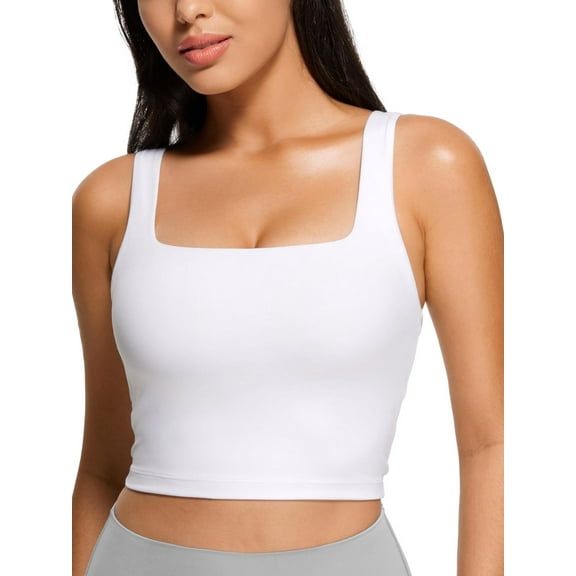 Women Cropped Tank Tops Sleeveless Square Neck Tanks Basic Crop Tops