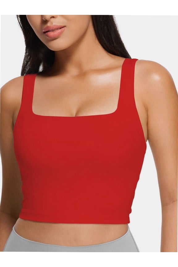 Women Cropped Tank Tops Sleeveless Square Neck Tanks Basic Crop Tops