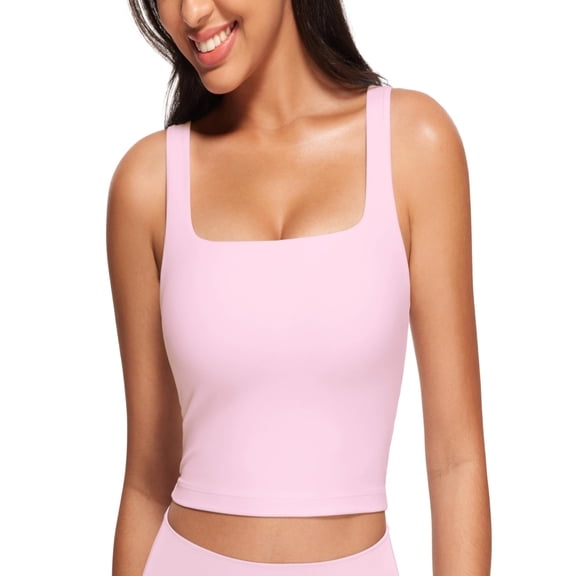 Women Cropped Tank Tops Sleeveless Square Neck Tanks Basic Crop Tops