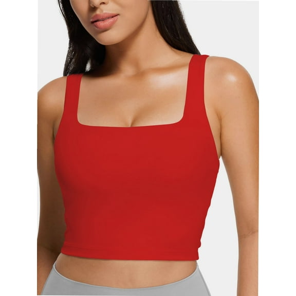 Women Cropped Tank Tops Sleeveless Square Neck Tanks Basic Crop Tops