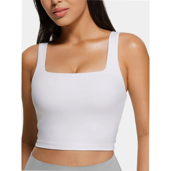 Women Cropped Tank Tops Sleeveless Square Neck Tanks Basic Crop Tops