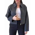 thumbnail image 1 of Women Cropped Wool Jacket Warm Winter Fleece Jacket Zip Up Short Pea Coats with Pockets Dark Gray M, 1 of 8